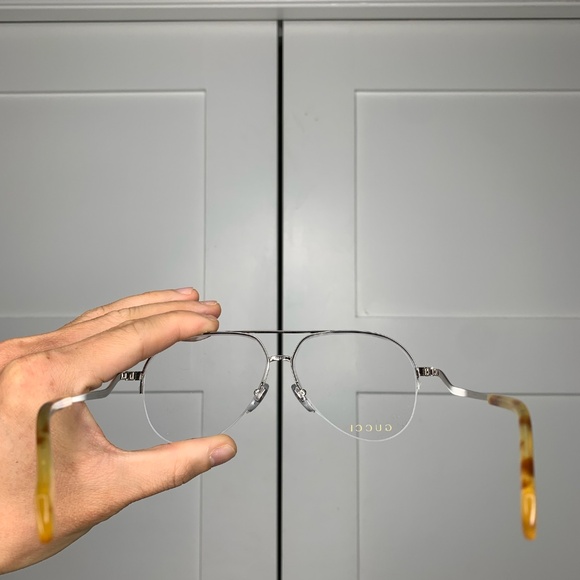 Gucci Aviator Optical Silver/Transparent Eyeglasses - Picture 7 of 13